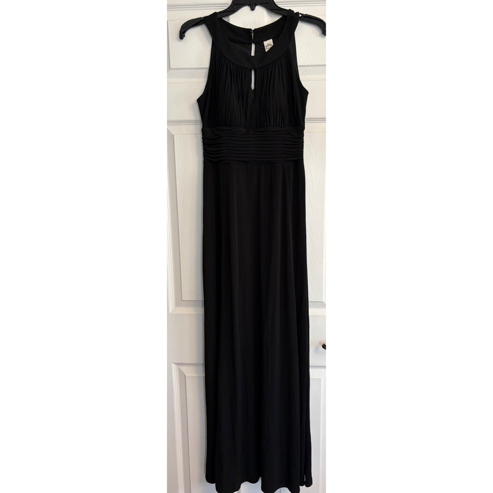 Sangria Sz 6 Black Pleated Keyhole Maxi Dress Ruched‎ Empire Waist Sexy